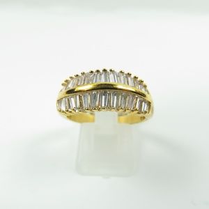 Gold baguette CZ diamond Ring